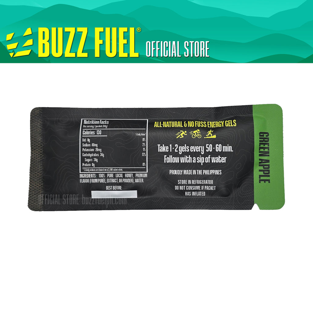 Buzz Fuel Energy Gel - Green Apple (3/5/10 Gels)