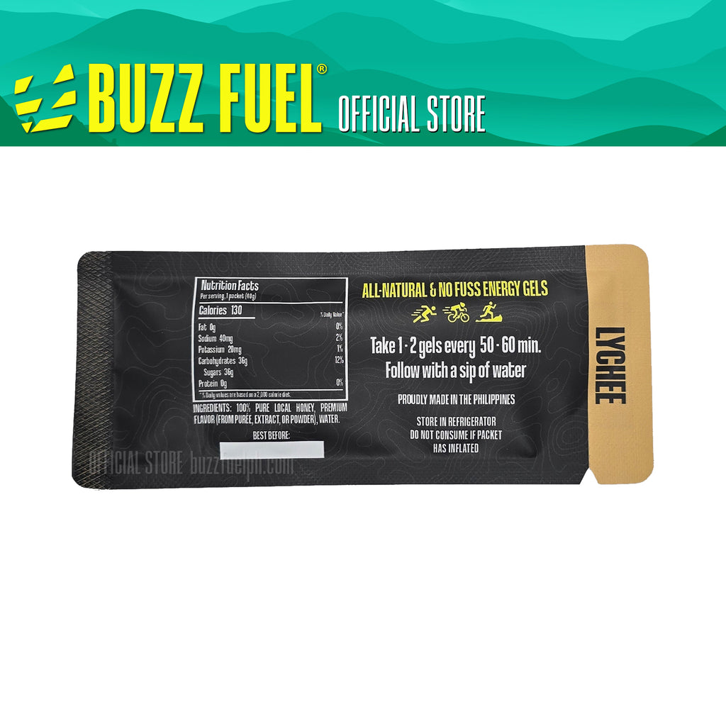 Buzz Fuel Energy Gel - Lychee (3/5/10 Gels)